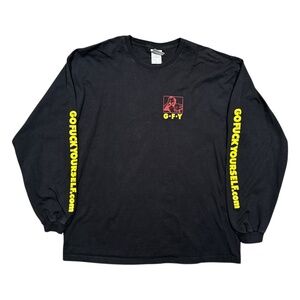 Vintage Y2K Funny Go F Yourself Profanity Adult Website L/S T Shirt Mens XL